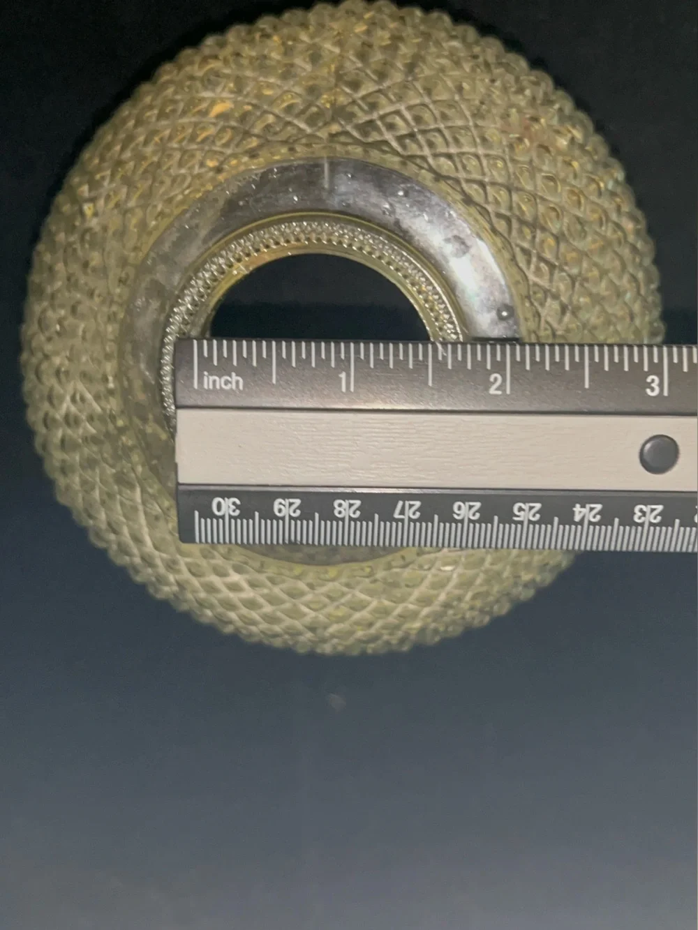 Pressed Glass Sphere Diamond Pattern Lamp/Burricane Lamp Shade Vintage